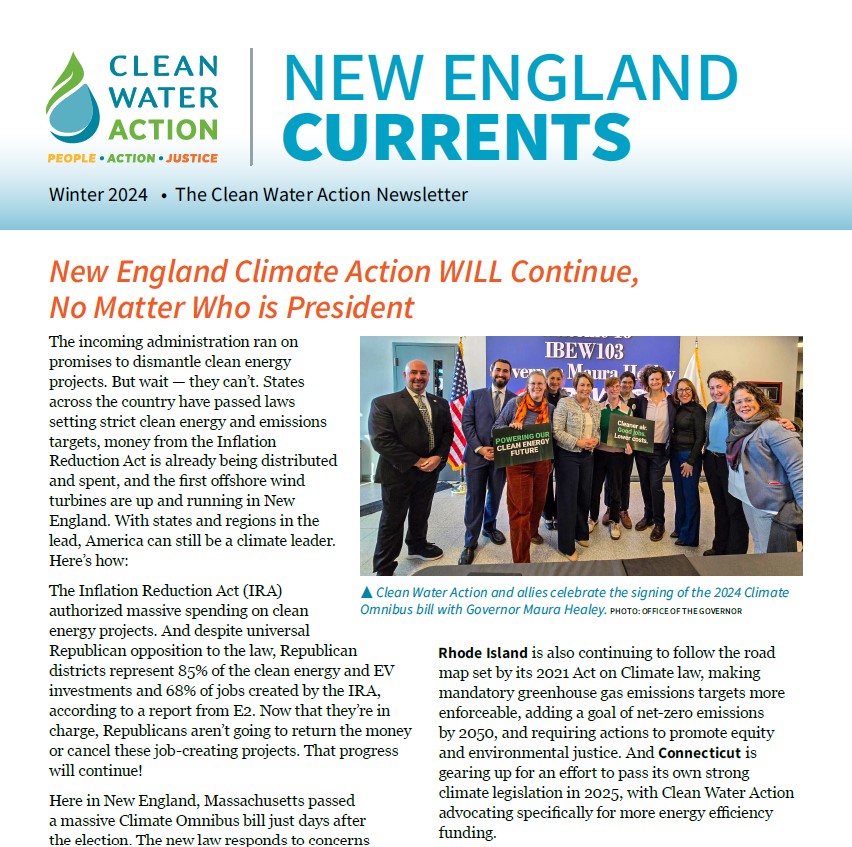 Image of Clean Water Action's New England Currents Newsletter Cover