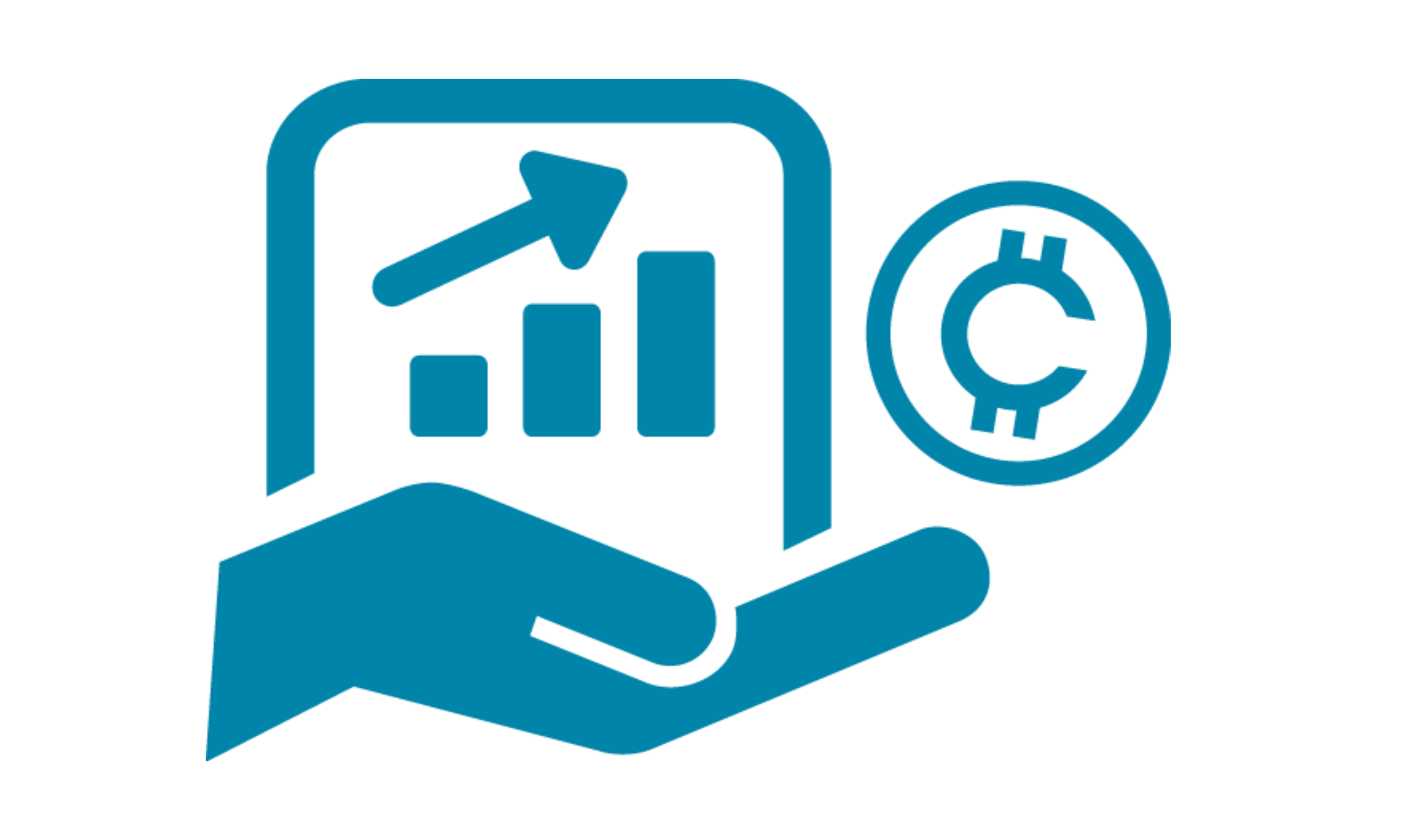 Icon of a bitcoin next to a stock graph