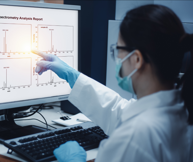 Scientist doing a mass spectronomy chemical analysis