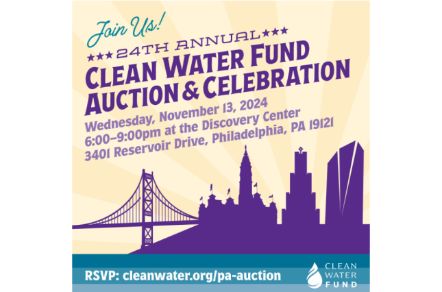 Graphic of Clean Water Action's annual auction and celebration in Philly