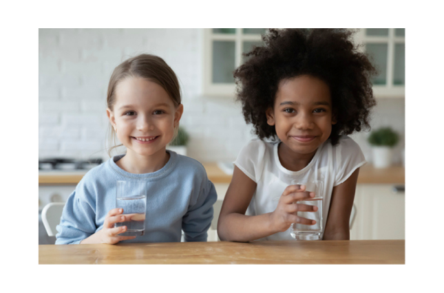 Image of two kids drinking tap water