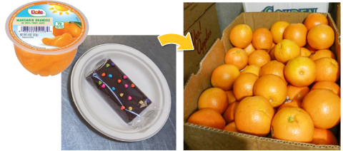 Image of ReThink Disposable program switching single use fruit cups to oranges