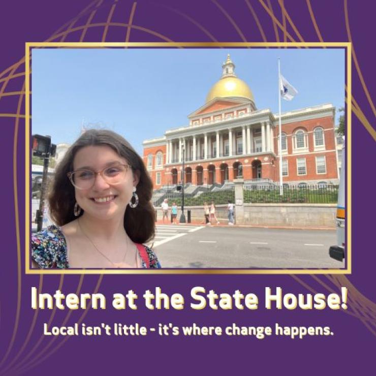 Image of Clean Water Action's MA Intern Catherine Middleman at the MA State House