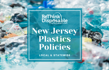 Image of plastic with text that says New Jersey Plastics Policies