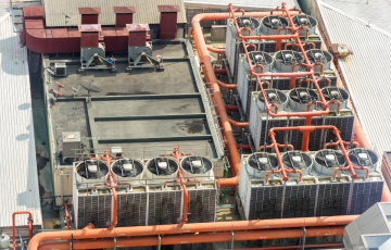 Cooling units on an industrial data center building